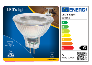 1 STÜCK (VPE) SHADA LED Spot GU5.3, 360lm 5W, Warmweiss 2700K, MR16 klar, EEC: G (600161)